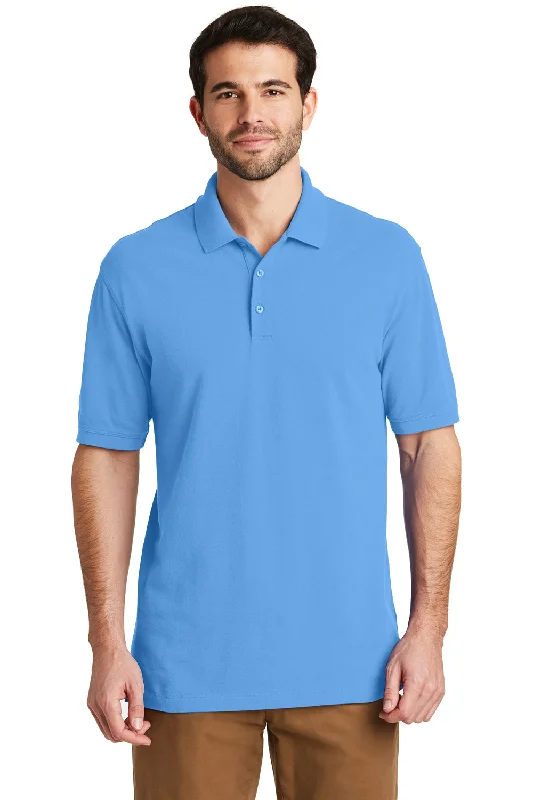 Port Authority Mens Wrinkle Resistant Short Sleeve Polo Shirt - Azure Blue - Closeout