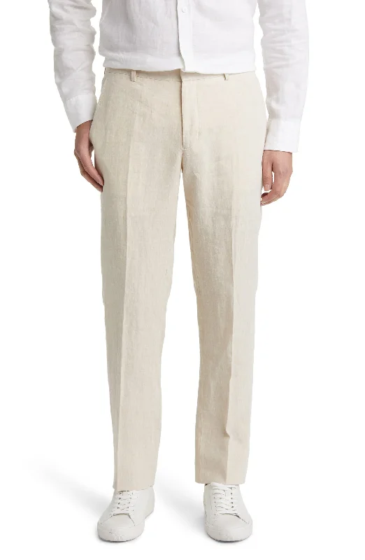 Weekend Offers That Excite Beige Linen Business Casual Men's Pants