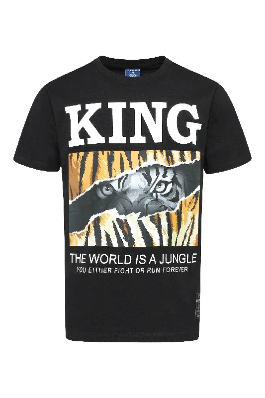 Weekend Bargains Galore Men's King The World Is A Jungle Tiger Graphic T-Shirt