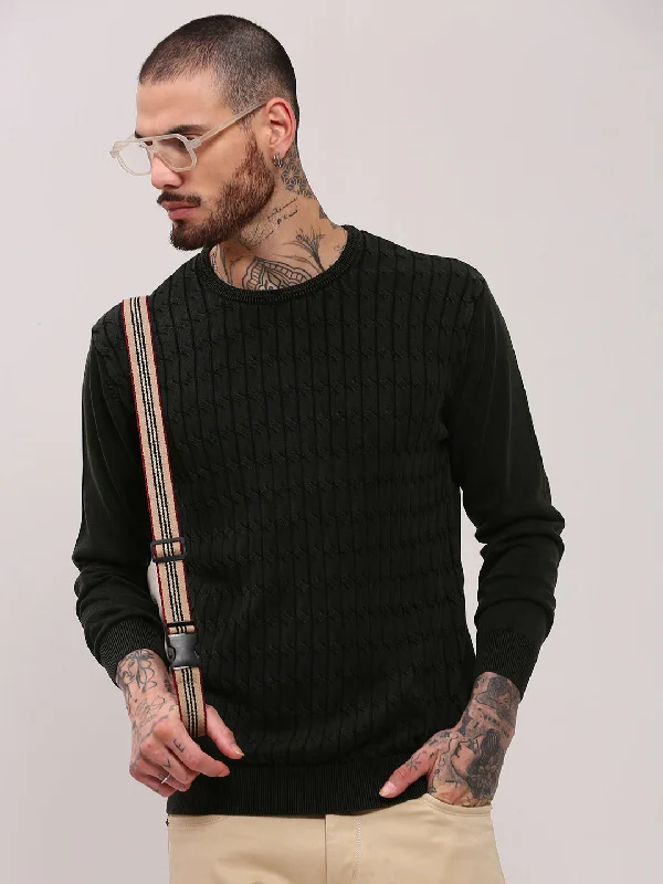 Steals and Deals Men Olive Solid Sweater