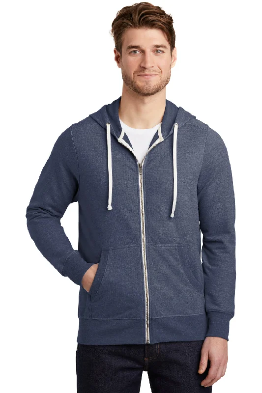 Mega Sale District Mens Perfect French Terry Full Zip Hooded Sweatshirt Hoodie w/ Pockets - New Navy Blue