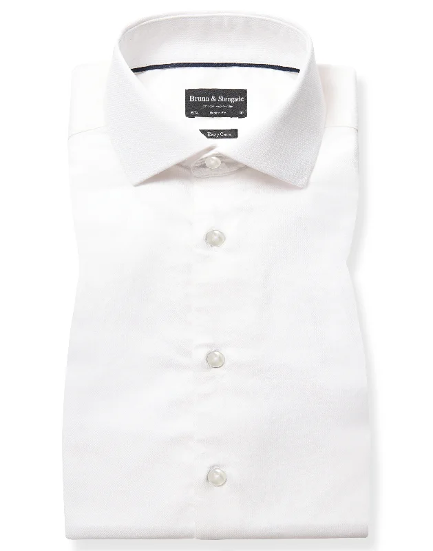 Now Available Modern Fit | Solid Textured Long Sleeve Shirt - White