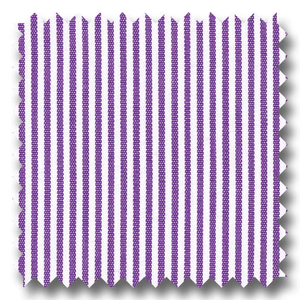 Weekend Savings Extravaganza White with Purple Bengal Stripe Pinpoint - Custom Dress Shirt Weekend Savings Extravaganza White with Purple Bengal Stripe Pinpoint - Custom Dress Shirt