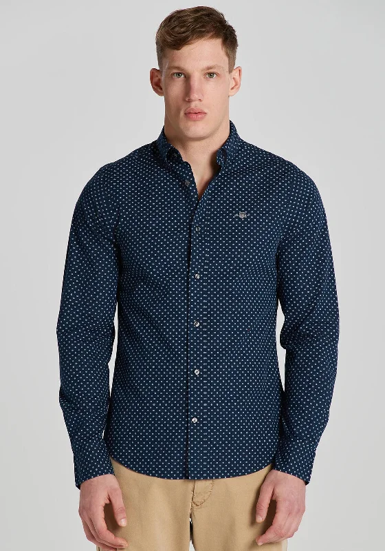 Low Prices Gant Micro Print Slim Fit Shirt, Marine