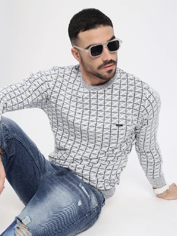 Men Grey Printed Sweater