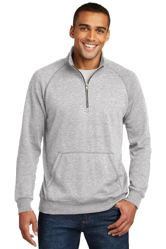 Act Now District Mens Fleece 1/4 Zip Sweatshirt w/ Pouch Pocket - Heather Grey
