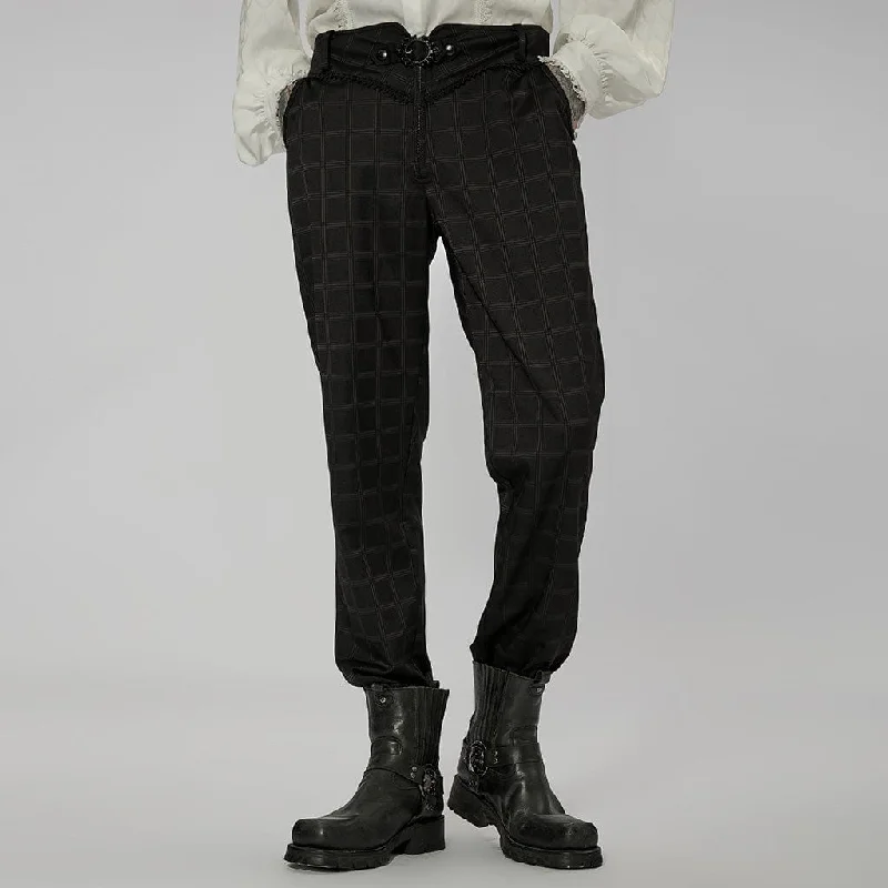 New Markdowns Men's Gothic Beaded Plaid Pants