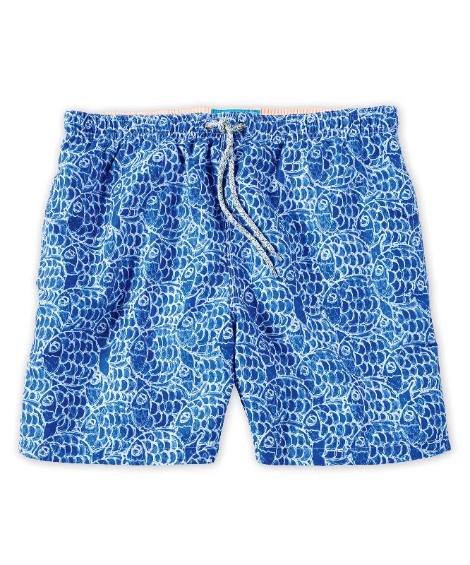 Michael's Italian Abstract Fish Print Swim Trunks