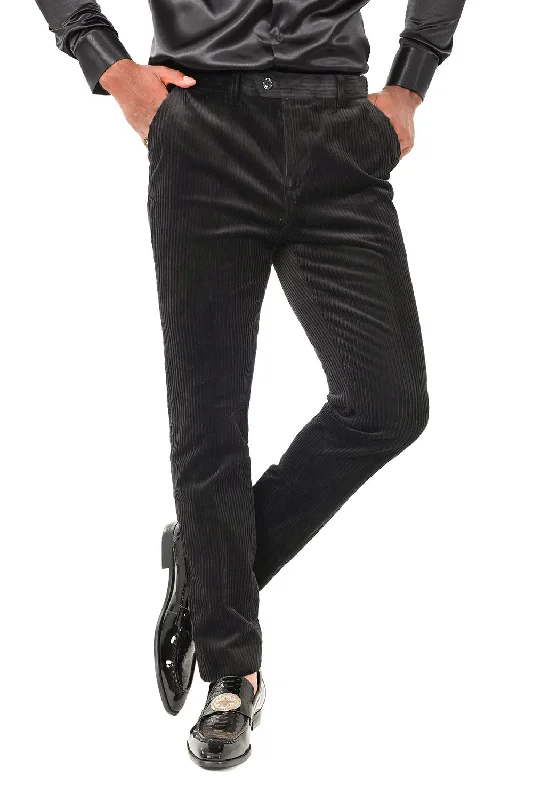 Price Smash Barabas Mauripol 2CPV1 Corduroy Slim Fit Pants Black