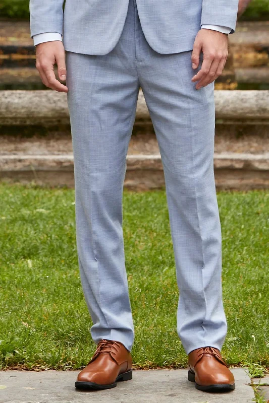 Stock Clearance "Sharkskin" Oxford Blue Plain Front Pants
