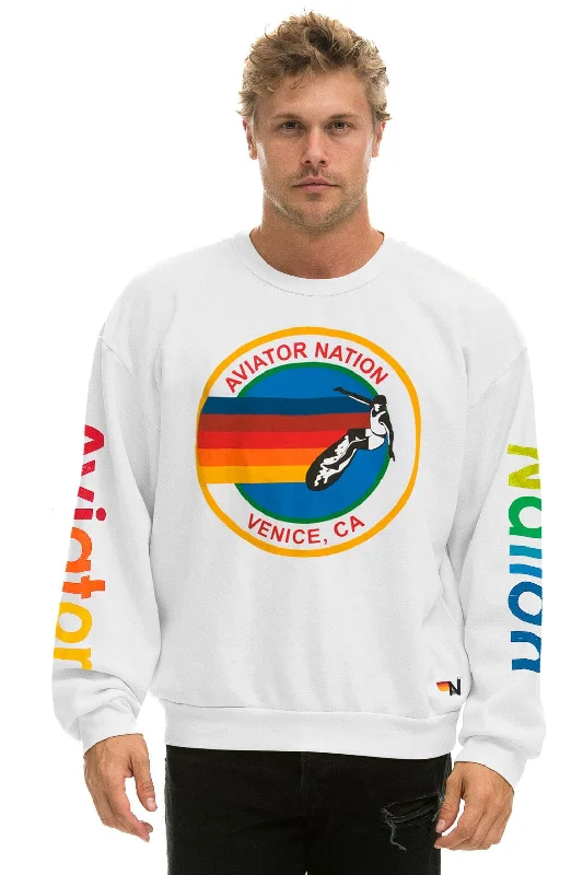 AVIATOR NATION RELAXED CREW SWEATSHIRT - WHITE