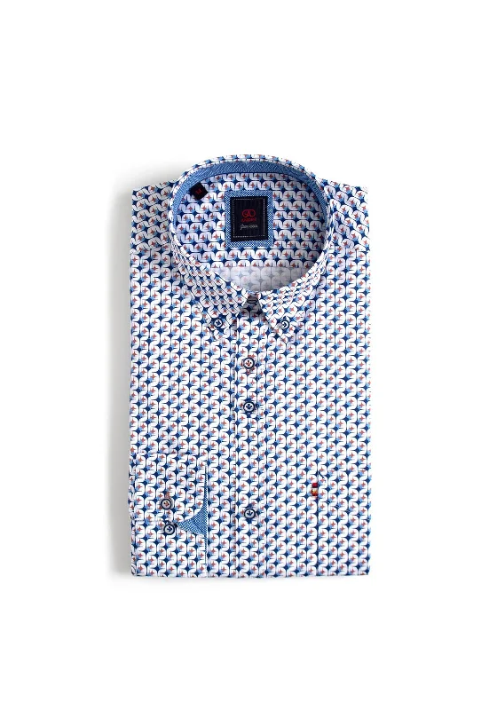 Sale Event Andre Synge Geo Print Shirt, Mango & Blue