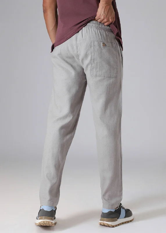 Grey Drawstring Linen Pant