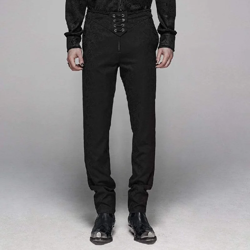 Weekend Discounts You Deserve Men's Goth Front Zipper Jacquard Suit Pants