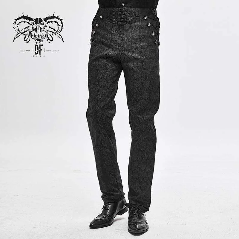 Weekend Deals to Make You Happy Men's Gothic Chinese Button Jacquard Pants