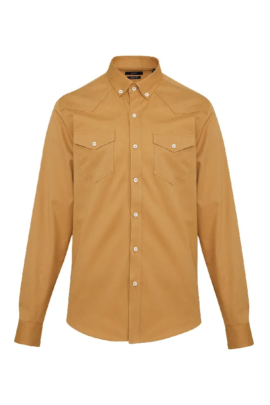 Season Finale Sale Comfort Fit Long Sleeve Cotton Camel Casual Shirt
