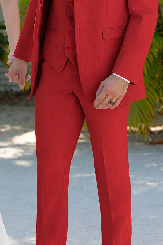 Weekend Shopping Made Better "Monte" Red Plain Front Pants