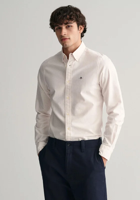 Gant Oxford Banker Stripe Shirt, Light Pink