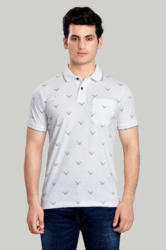 Massive Deal Jersey Bird Print Polo