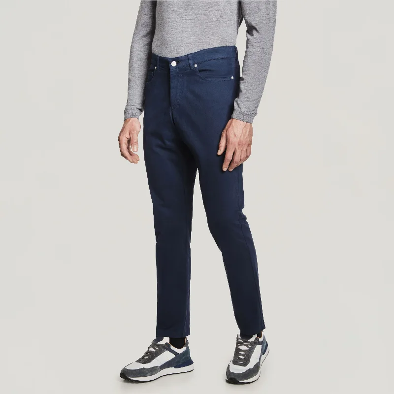 Act Fast Blue Jackie Brushed Cotton Modern Fit Five Pocket Pants - Jack Victor
