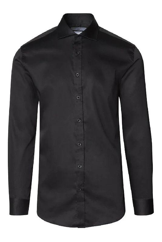 Weekend Offers That Dazzle Spread Collar Dress Shirt- Black