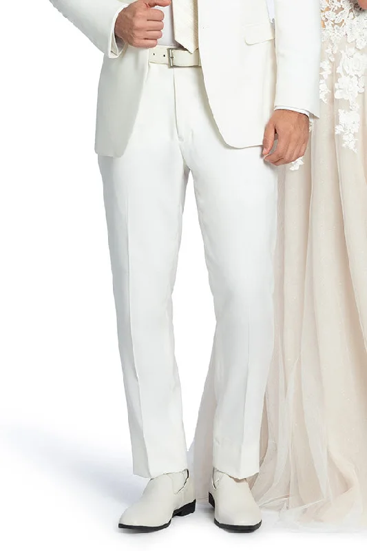 Weekend Deals to Make You Smile "Monte" White Plain Front Pants