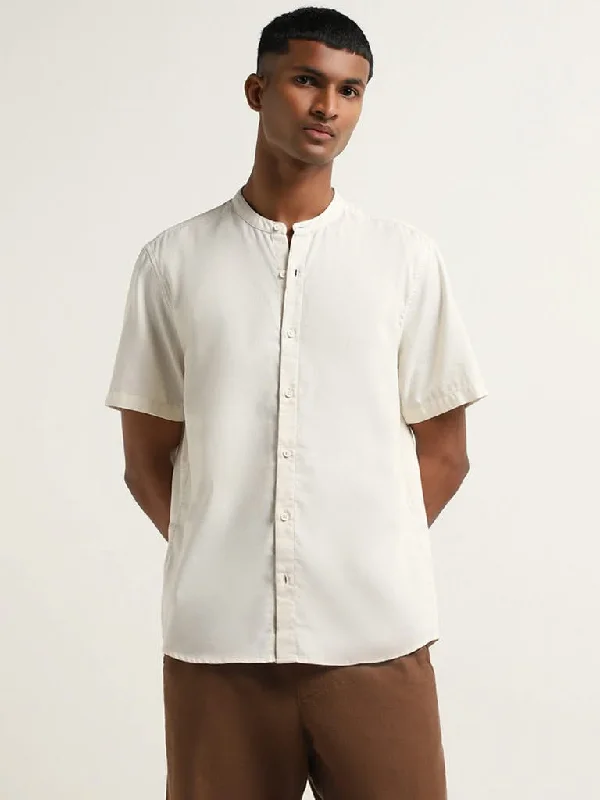 Don’t Miss Out ETA Beige Solid Resort Fit Shirt