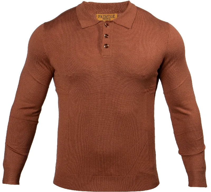 Epic Deals Prestige MCS-290 Long Sleeve 3 Buttons Polo Leather