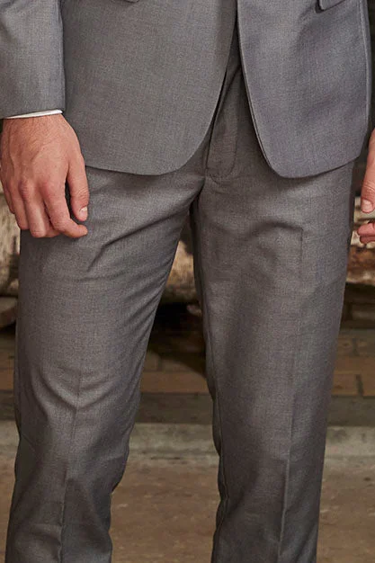 Celebrate the Weekend with Discounts "Monte" Grey Plain Front Pants