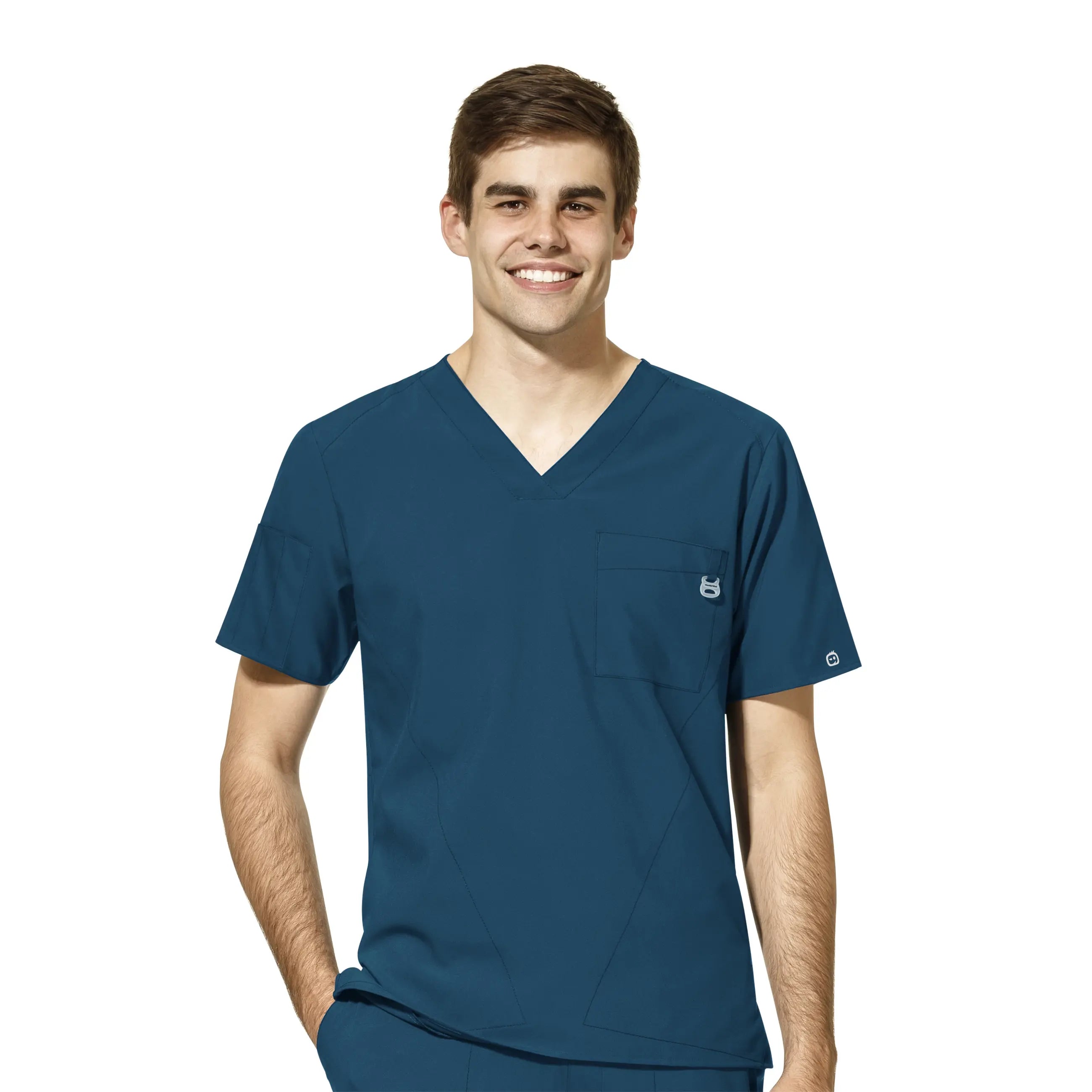 Wink Men's W123 V-Neck Scrub Top - Caribbean Blue