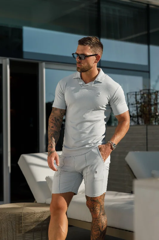 Weekend Specials to Indulge In Father Sons Classic Light Grey Polo Shirt With Revere Collar - FSH1063