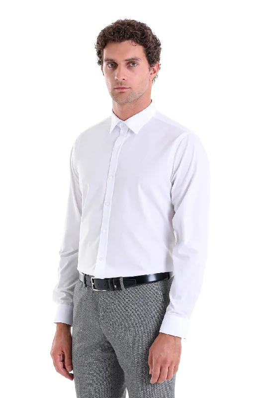 Price Blitz Comfort Fit Long Sleeve 100% Cotton White Casual Shirt