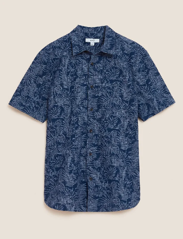 Denim Leaf Print Shirt