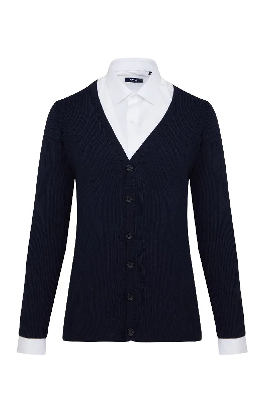 Instant Savings Regular Fit Navy Wool Blend Cardigan