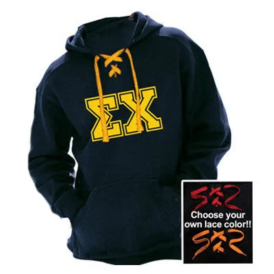 Deal of the Day Fraternity Hockey Lace Hoodie, Printed Varsity Letters - J8830 - CAD Deal of the Day Fraternity Hockey Lace Hoodie, Printed Varsity Letters - J8830 - CAD