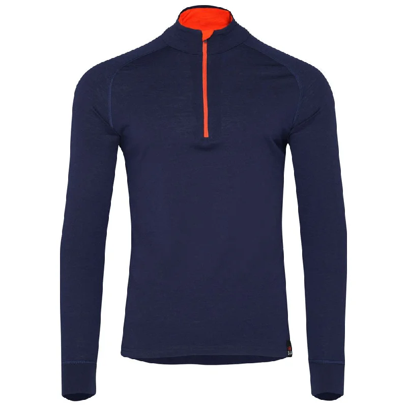 Friends and Family Sale Mens Merino 200 Long Sleeve Zip Neck (Navy)