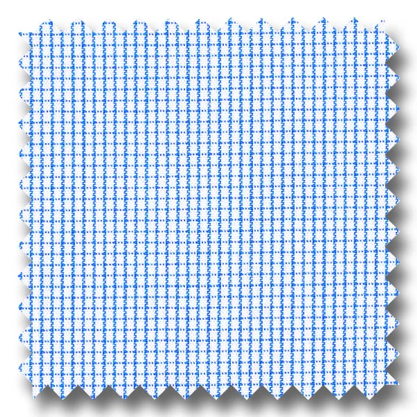 Medium Blue Mini Grid Check Broadcloth - Custom Dress Shirt