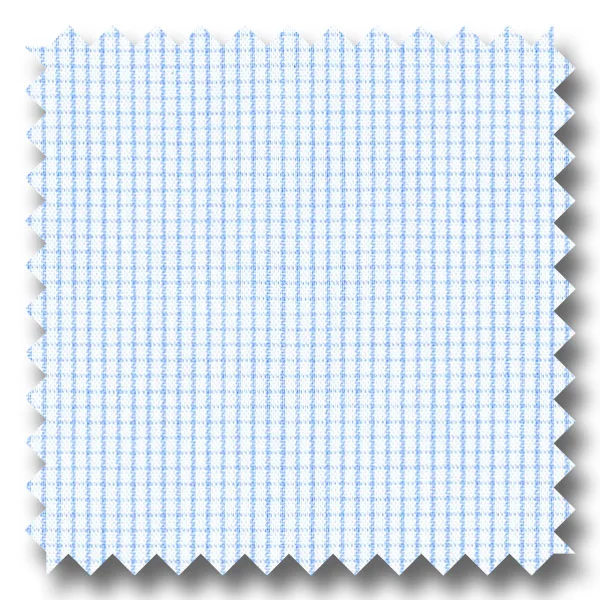 Light Blue Mini Grid Check Broadcloth - Custom Dress Shirt