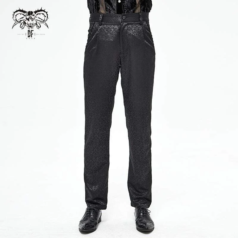 New Markdowns Men's Gothic Floral Jacquard Suit Pants
