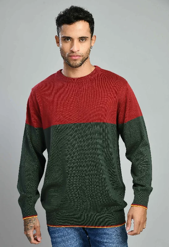 Price Cut Light Olive Maroon Sweater
