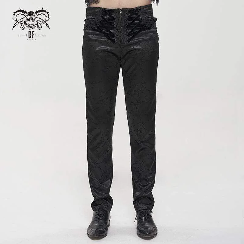 Weekend Savings Sensation Men's Gothic Floral Zipper Pants Black