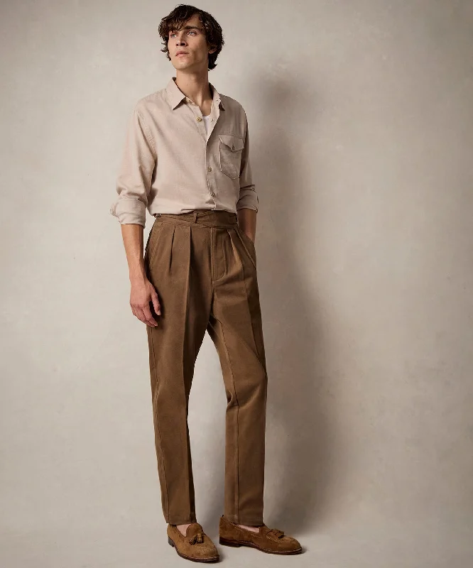 Weekend Deals to Brighten Your Day Italian Brushed Cotton Gurkha Trouser in Light Brown