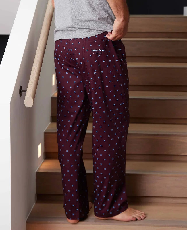 Final Markdown Burgundy Fleur-De-Lys Cotton Lounge Pants