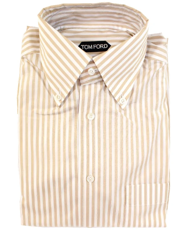 Take Advantage Tom Ford Button-Down Shirt Beige White Stripes - Button Down 39 - 15 1/2 BLACK FRIDAY SALE Take Advantage Tom Ford Button-Down Shirt Beige White Stripes - Button Down 39 - 15 1/2 BLACK FRIDAY SALE