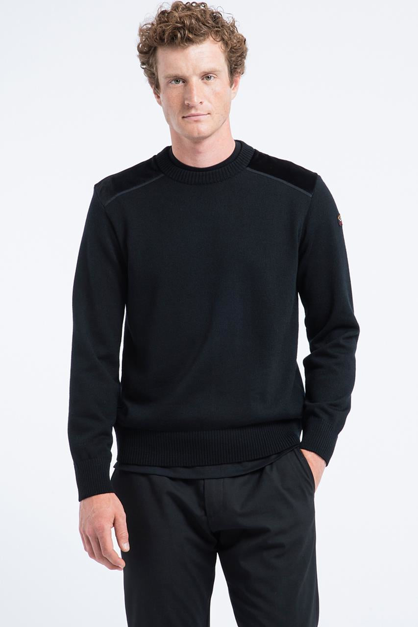 Price Drop Alert Knitted Wool Black Crewneck With Trim Sweater - Paul  & Shark