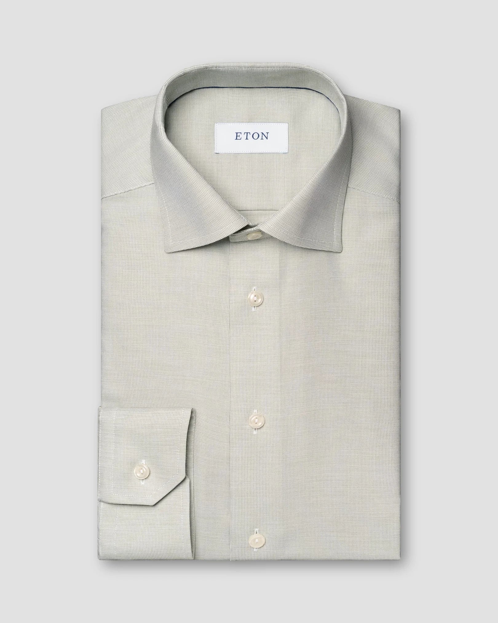 Mid-Green Semi-Solid Twill Contemporary Fit Shirt - ETON