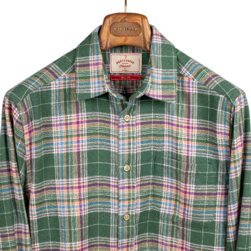 Today's Special Olissipo shirt in green, purple, and orange plaid cotton flannel