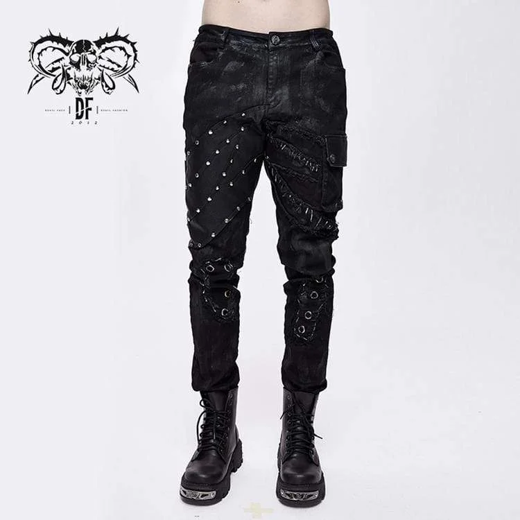 Deal Alert Men's Punk Rivets Straight-leg Pants
