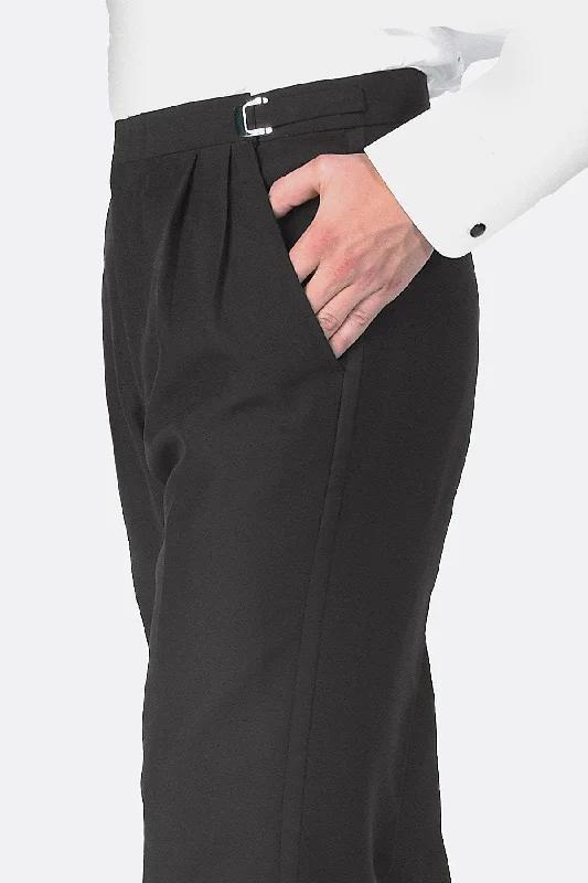 Hot Buy "Jonathan" Black Wool Pleated Tuxedo Pants