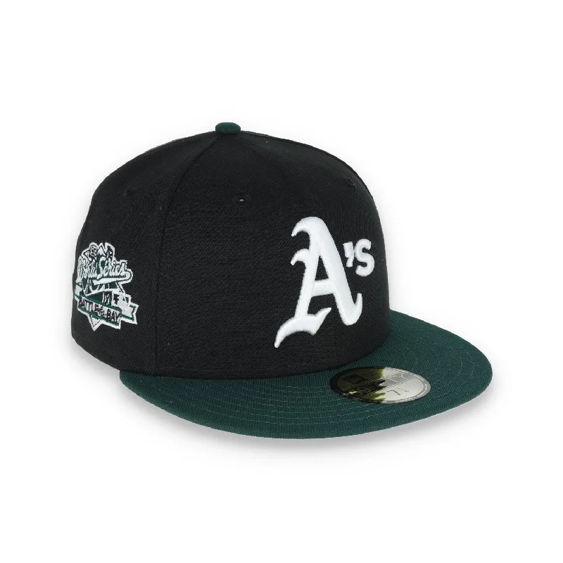 Take Action New Era Oakland Athletics 1989 World Series Patch 59FIFTY Fitted-Black/Dk Green Take Action New Era Oakland Athletics 1989 World Series Patch 59FIFTY Fitted-Black/Dk Green